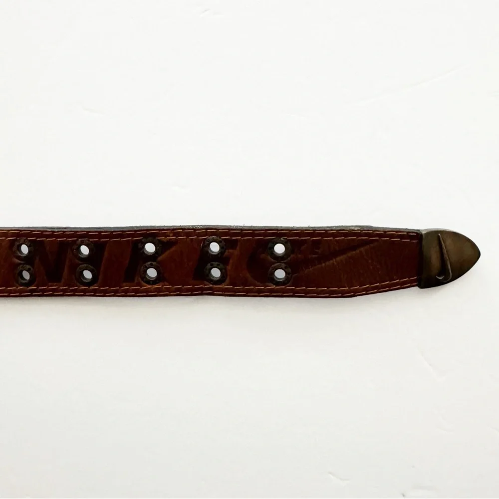 Vintage Nike Brown Leather Logo Belt - Picture 6 of 9